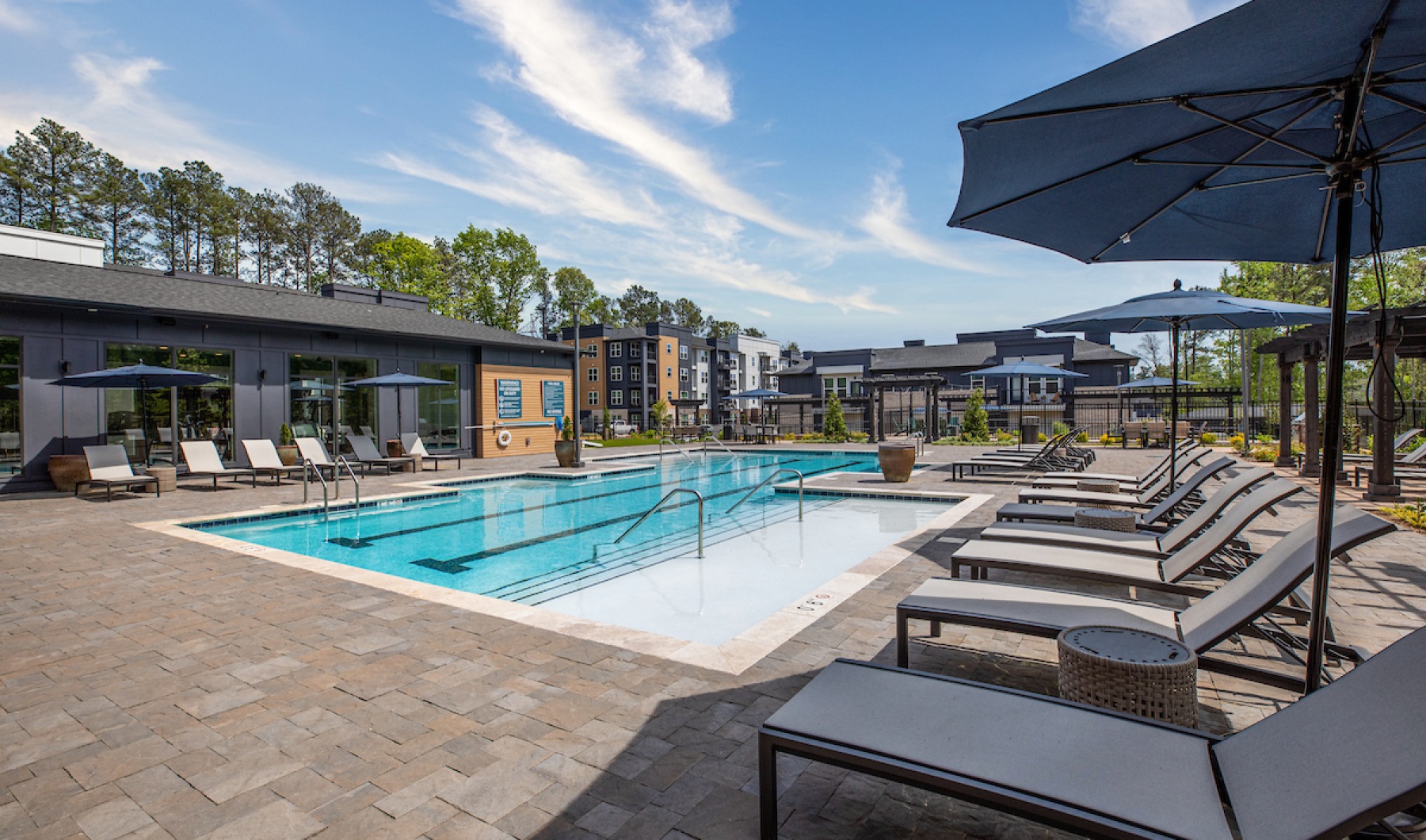Pool with sun loungers