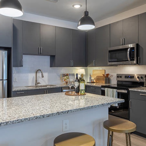 spacious kitchen with large island